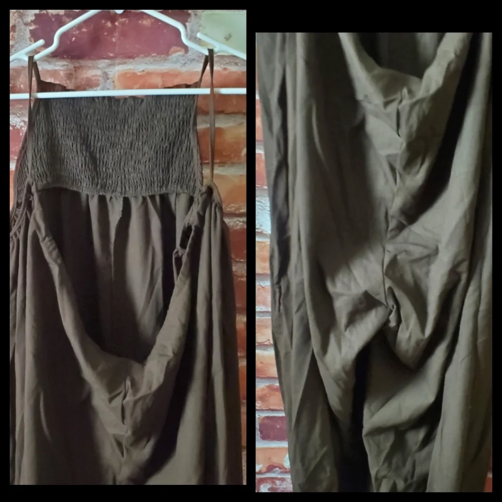 Brown Boho Cami Linen/Cotton Jumpsuit S - Picture 3 of 4